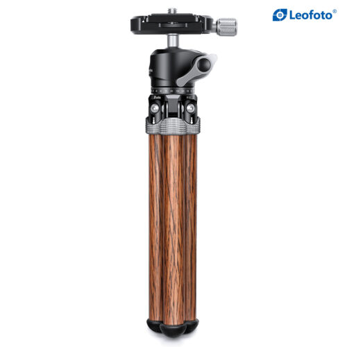 Leofoto MT-02C(Wooden color)+LH-22 Mini Tabletop Travel Carbon Fiber Tripod