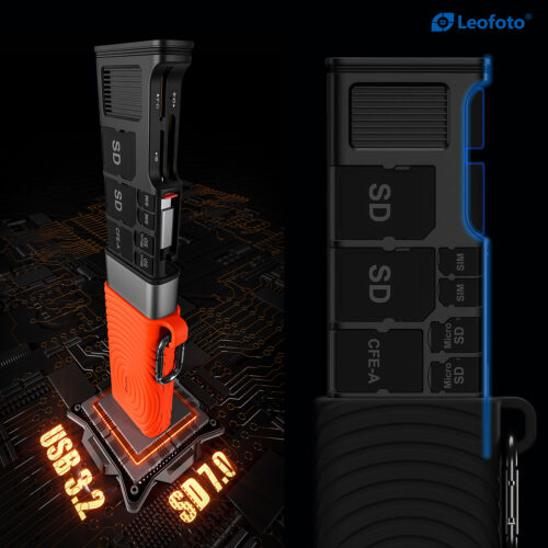 Leofoto LCR-01 Flash Transfer Card Case — Quad-Card Reader with CFexpress Type A/B & SD Support