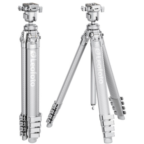 Leofoto AZ-235C+MBH-30 AZURE SERIES Ultra-Compact Tripod. All finished in a sleek matte silver-gray metallic design