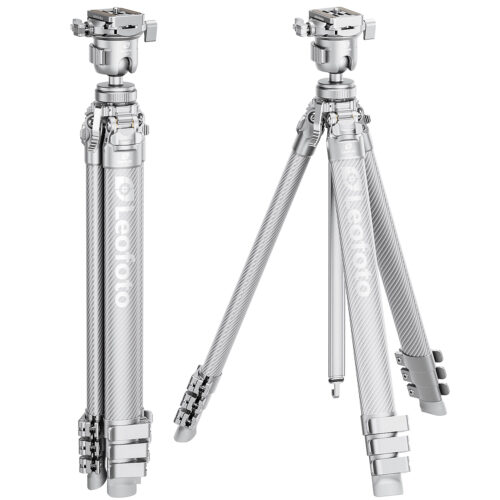 Leofoto AZ-204C+MBH-30 AZURE SERIES Ultra-Compact Tripod. All finished in a sleek matte silver-gray metallic design